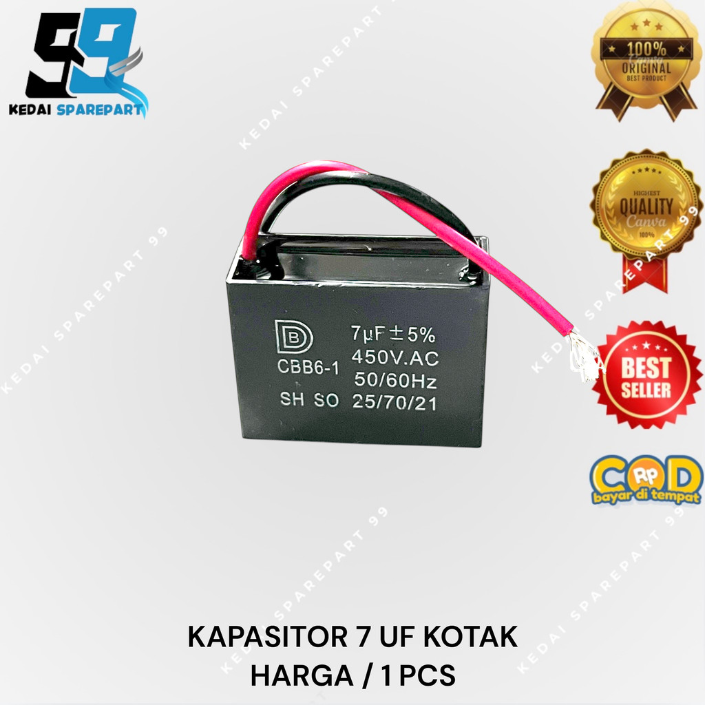 KAPASITOR KOTAK 7UF 450 VAC | CAPASITOR 7 UF 450VAC