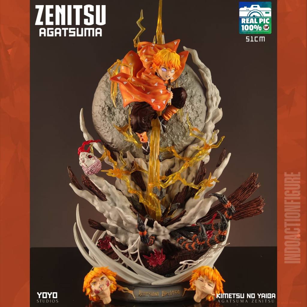 Statue Action Figure Demon Slayer Agatsuma Zenitsu Thunder Breathing YOYO Studio design LED