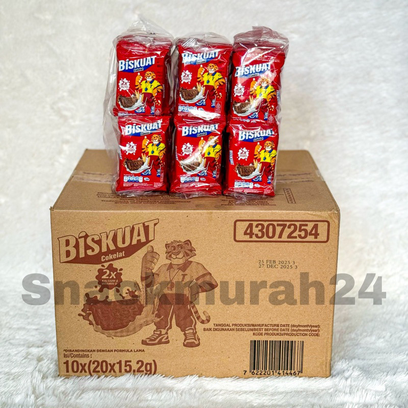 Biskuat Biskuit Susu & Coklat 1 Dus / Karton isi 10 Pak x 20 Renceng (200Pcs) x 15.2Gram
