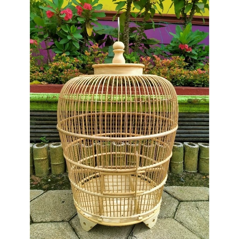 Sangkar Burung Perkutut Sabuk Rotan Jeruji Bambu Ambrukan
