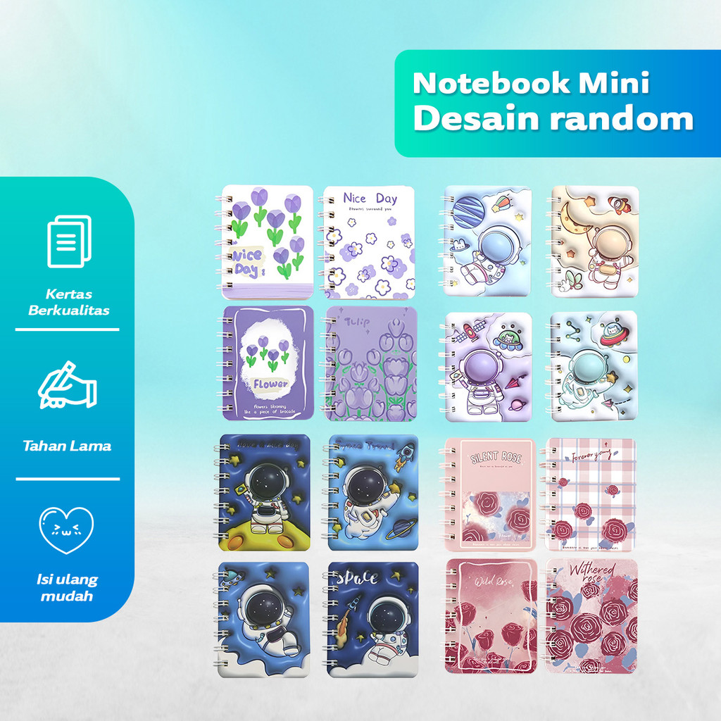 Buku Catatan Saku Notebook Mini A7 80 Lembar Spiral Lucu Scrapbook Gaya Korea