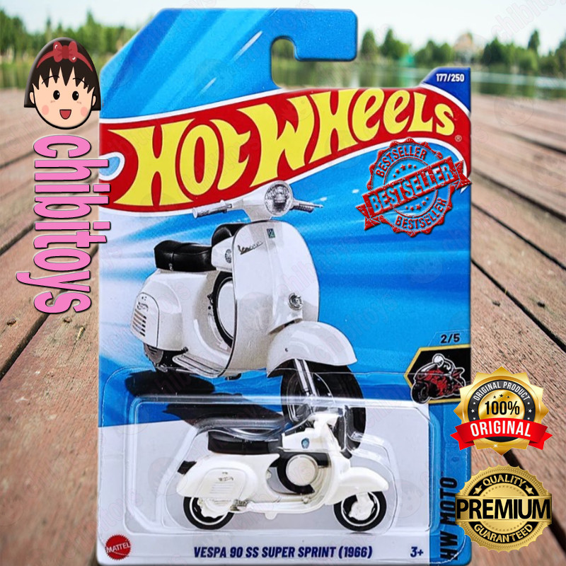 Hot Wheels Vespa 90 SS Super Sprint 1966 Putih Diecast Motor Klasik Retro