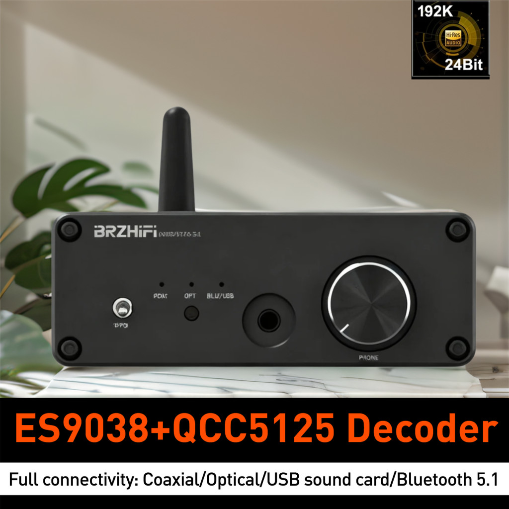Upgraded 54 Bluetooth Receiver ES9038Q2M Auo Decoder APTXHD DAC QCC5125 Adapter JRC5534DD Support De