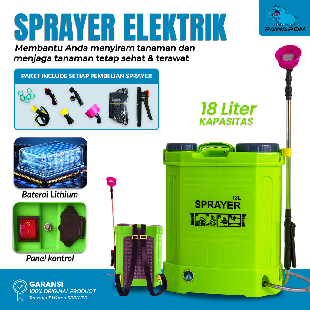 Sprayer Elektrik Pertanian 18 Liter Alat Semprot Hama dan Pupuk Otomatis