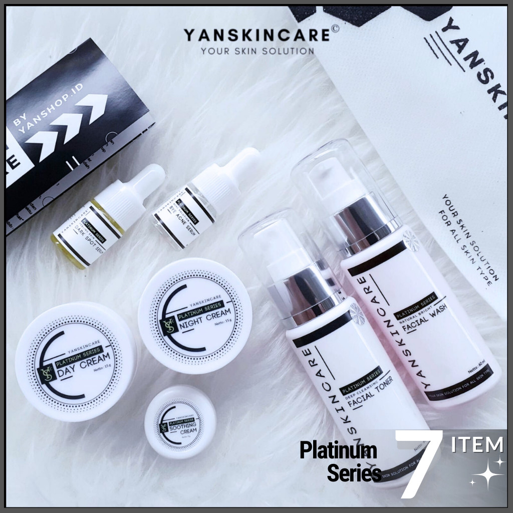 PAKET KOMPLIT 7 ITEM Paket Acne Flek SKINCARE PLATINUM SERIES SKIN CARE UNTUK FLEK ACNE DAN GLOWING 