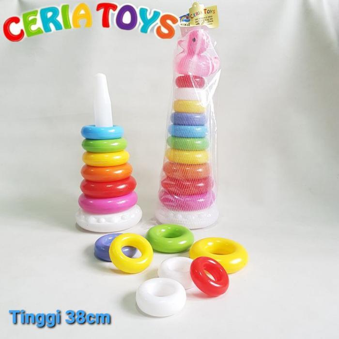 Mainan ring donat 10 susun bahan plastik tebal SNI