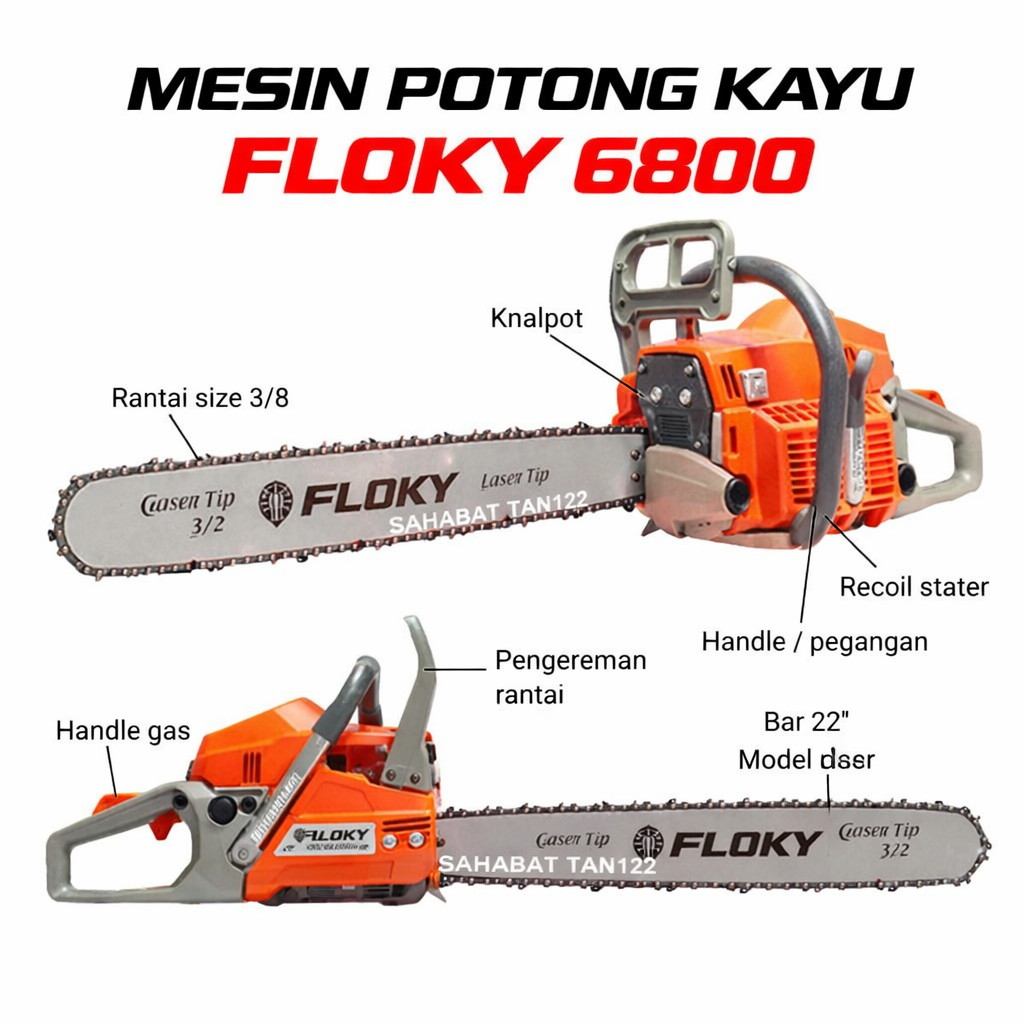 Mesin Potong Kayu Chainsaw 22 Inch Gergaji Mesin Chainsaw Simso Senso 22 Inch Mesin Chainsaw 22 inch