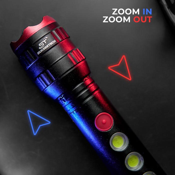 Suksestech Senter LED Senter COB Jarak Jauh Bahan Aluminium Waterproof 5 Mode-986