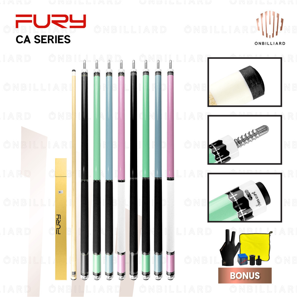 FURY CA Stick Billiard Maple Cue Low Deflection Play Cues CA-5 CA-6 CA-7 CA-8 CA-9 CA-10 CA-11 CA-12