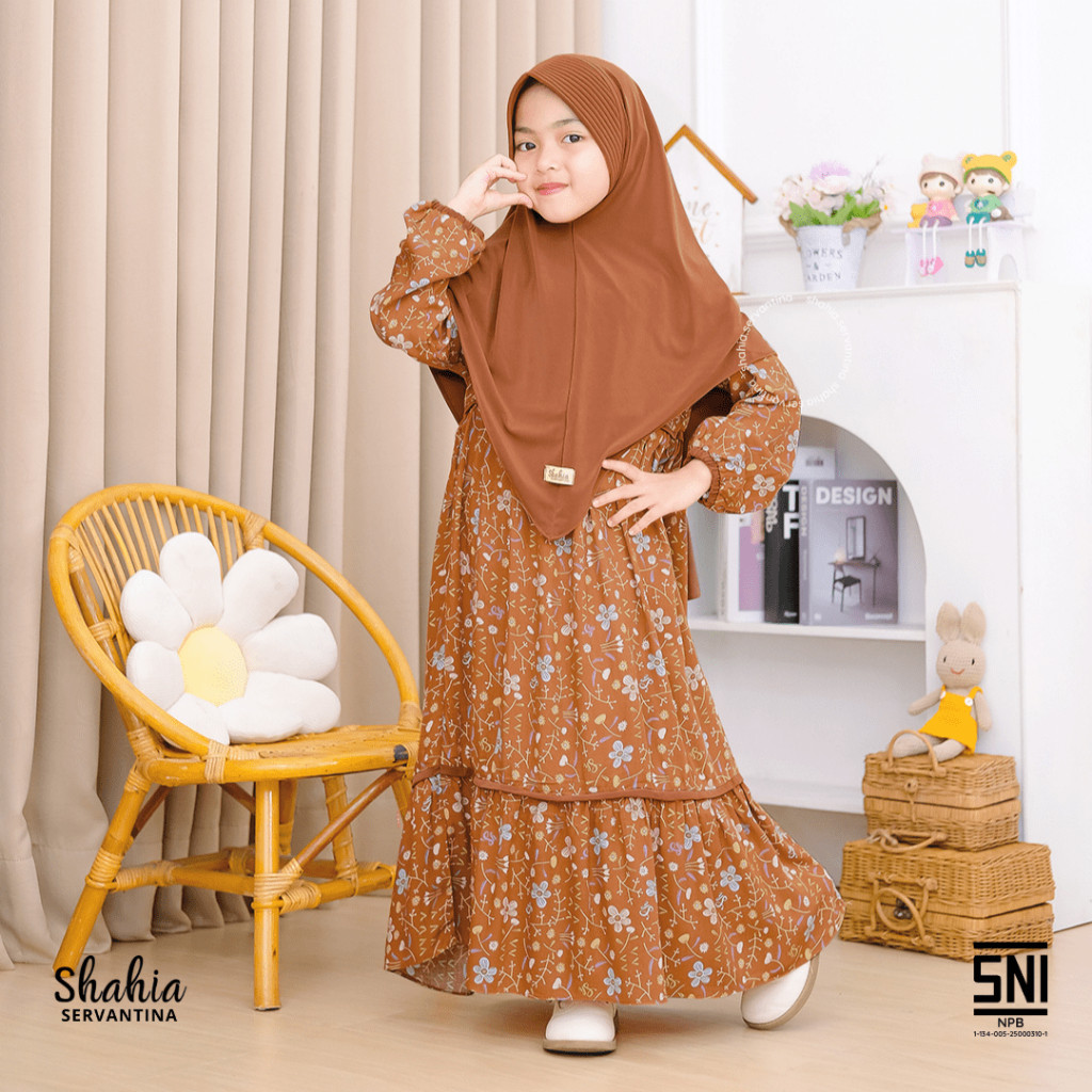 GUNSHOP Shahia Servantina - [Satu Set Jilbab] Viola Set Gamis Rayon Anak Perempuan Dress