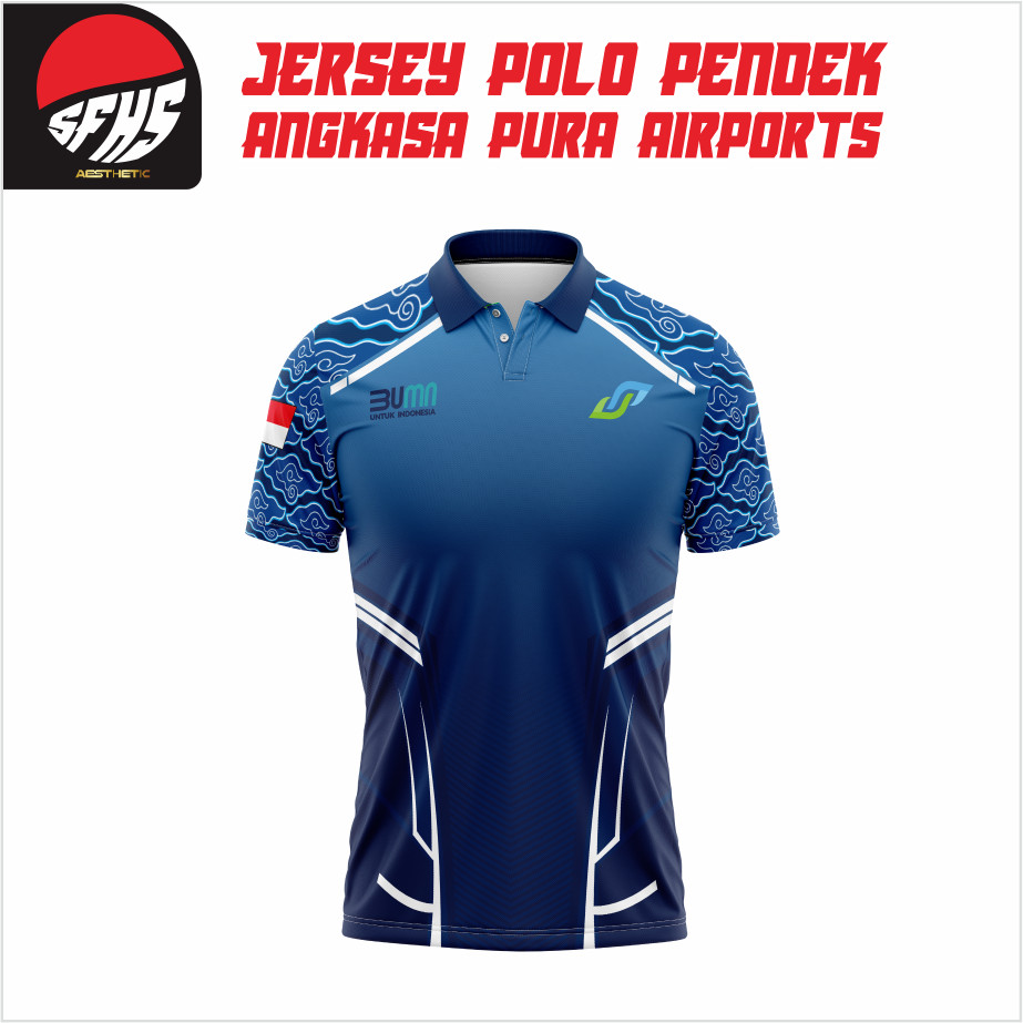 SFHS JERSEY POLO ANGKASA PURA AIRPORTS LENGAN PENDEK – BAJU OLAHRAGA DESAIN ANGKASA PURA AIRPORTS