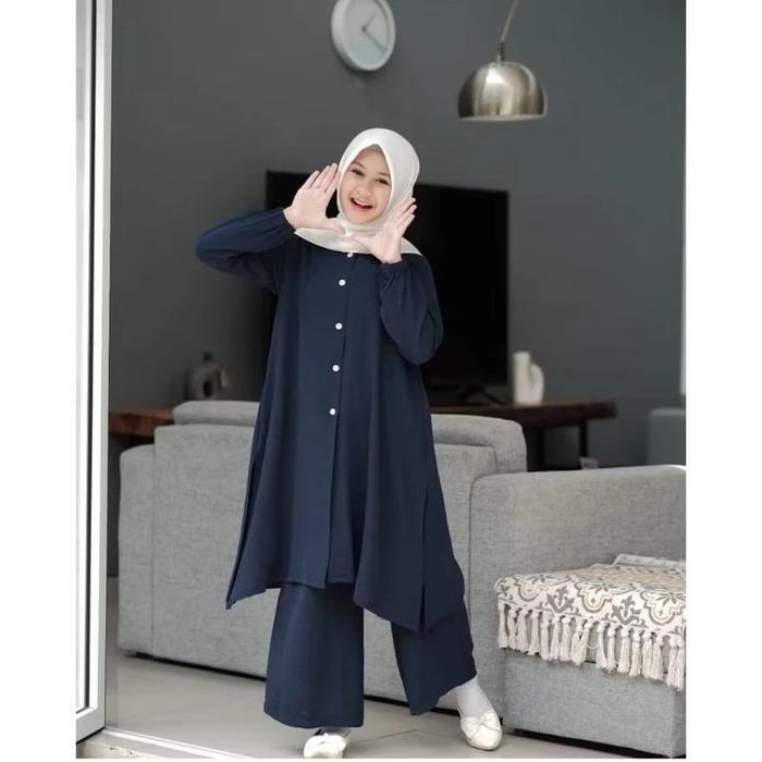 [RAMAI] ￼Set baju muslim anak tanggung usia 7-16tahun setelan anak perempuan terbaru  Remaja Syari L