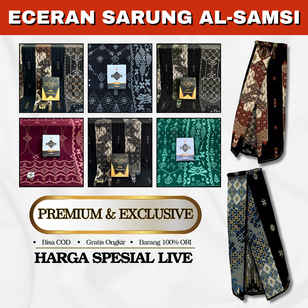 Sarung Tenun Pria Al Samsi Premium Exclusive Kembang Bahan Katun Premium