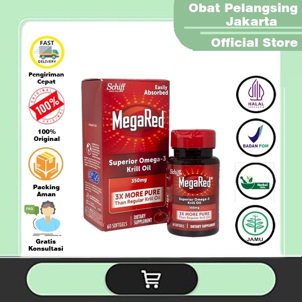 BISA COD | Mega Red Megared Superior Omega-3 Krill Oil 750 Mg 80 Softgels