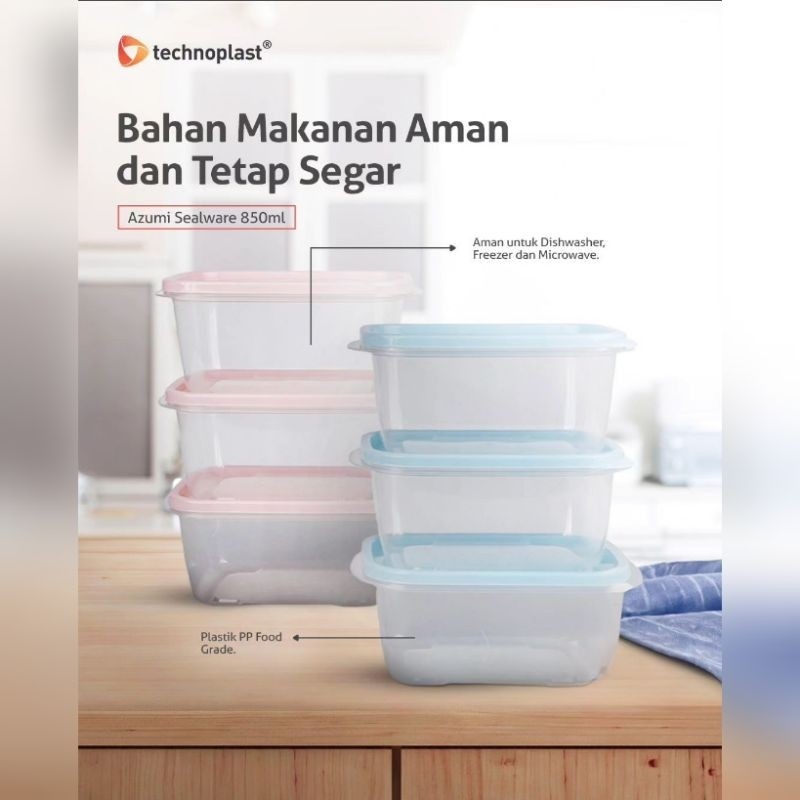 TECHNOPLAST New Azumi Set Of 4Pcs 850Ml | Sealware Penyimpanan Dapur Serbaguna 850ml