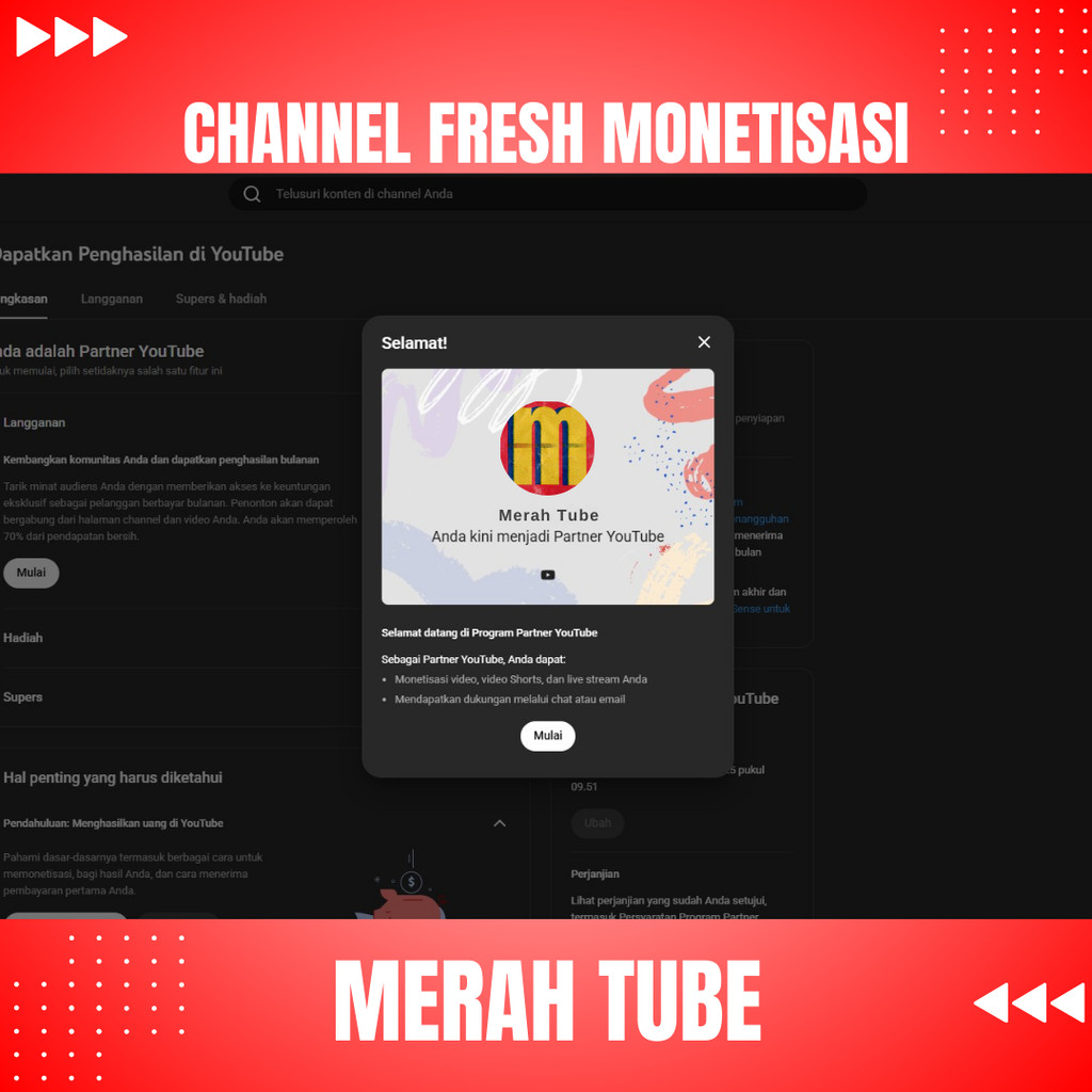 CHANNEL YOUTUBE SUDAH MONETISASI (FRESH) TINGGAL PAKAI AKUN YT MONET