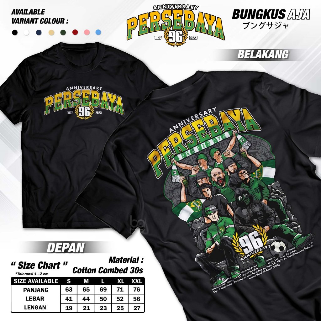 Kaos Persebaya Anniversary 96 Bonek Surabaya Baju Suporter Bola Tshirt Distro