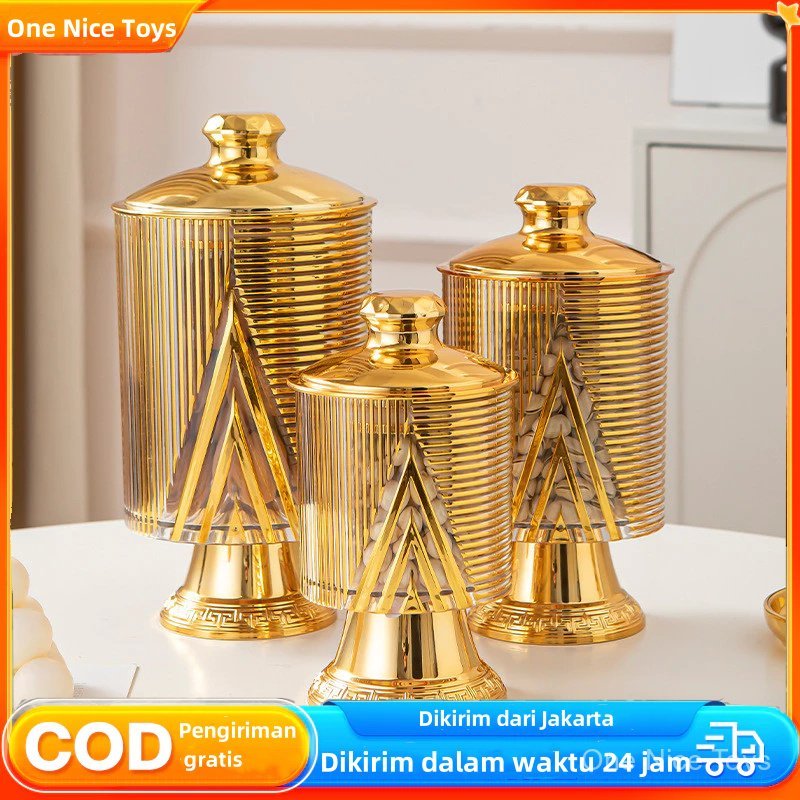 3pcs Toples Set Toples Jumbo Toples Kedap Udara Toples Lebaran Aesthetic Set Mewah Toples Kue Kering