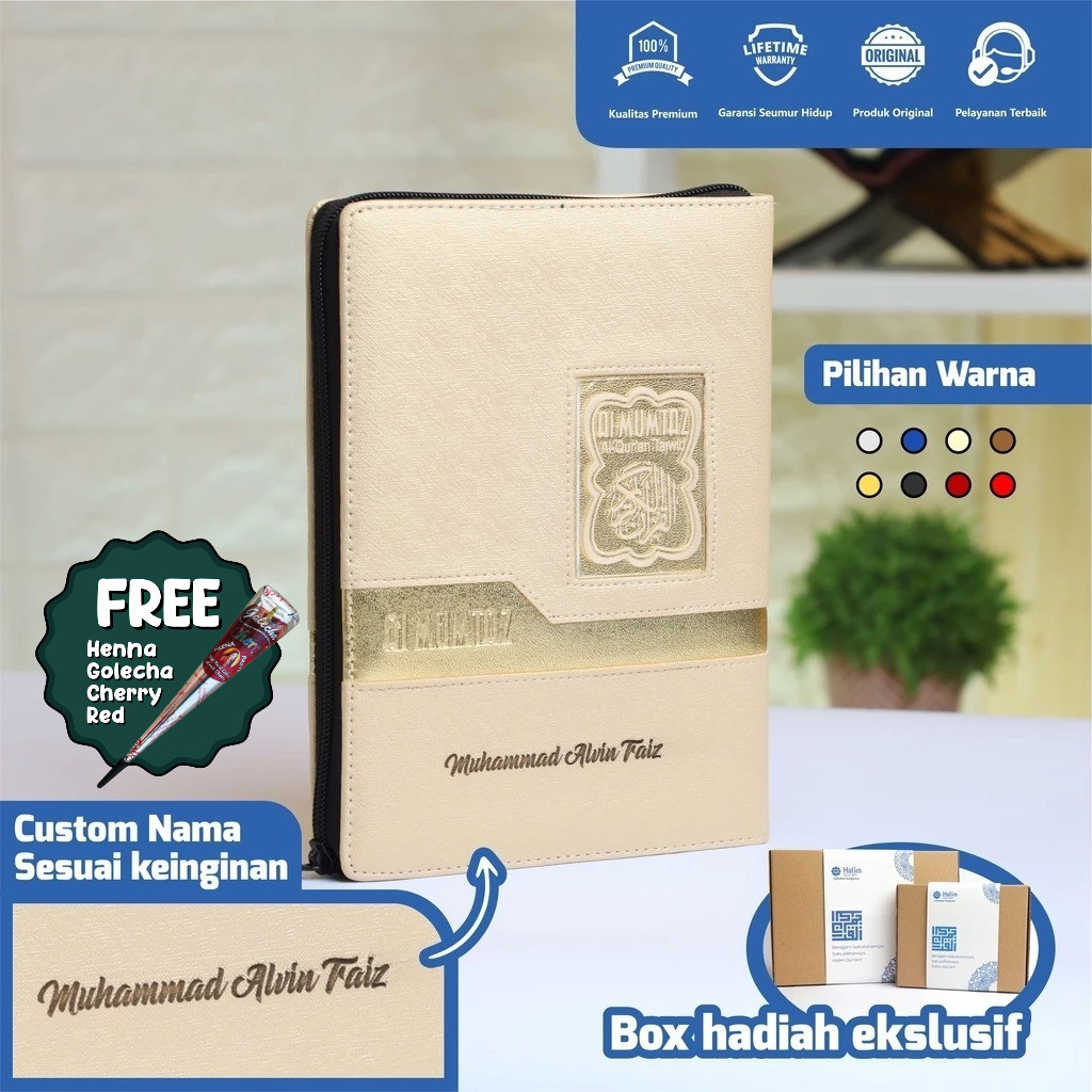 Al Quran Tajwid Al Mumtaz A5 Resleting Custom Nama - Al Quran Tajwid Non Terjemah
