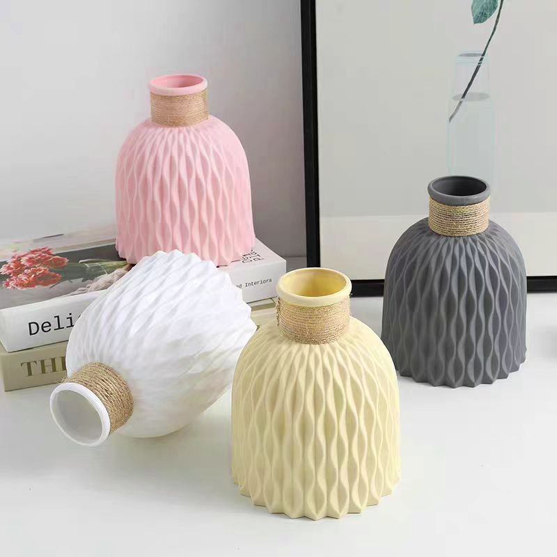 Vas plastik dengan pola pisang naga Vas bunga tanaman plastik Vas hiasan meja ruang tamu