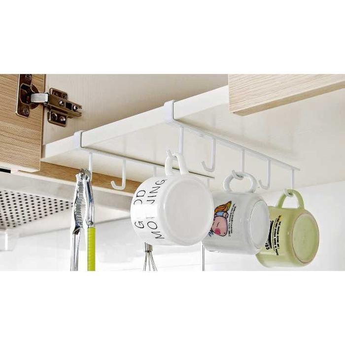 COD Hanger Rak Gantung Lemari Peralatan Dapur 6 Hook Aluminium Minimalis Serbaguna Multifungsi - Put