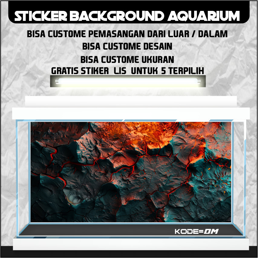 sticker wallpaper background aquarium belakang 3d tema gambar batu 3d DM