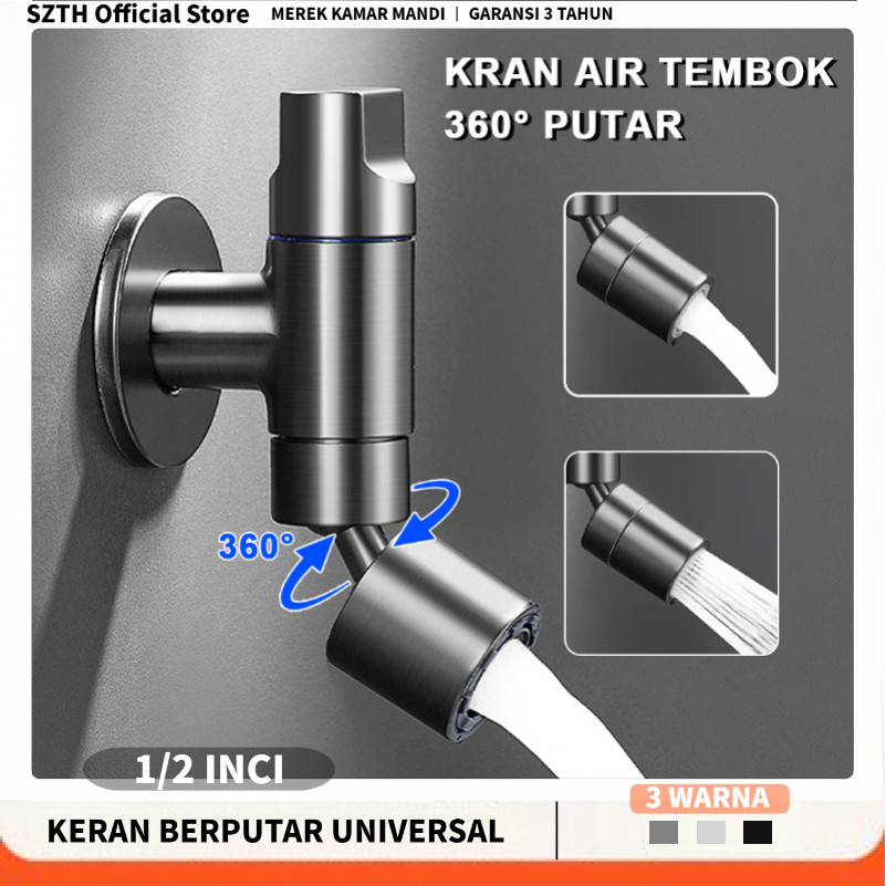 SZTH kran air 1/2 inci keran wastafel cuci piring Gun abu-abu tembaga penuh pel keran kolam renang d