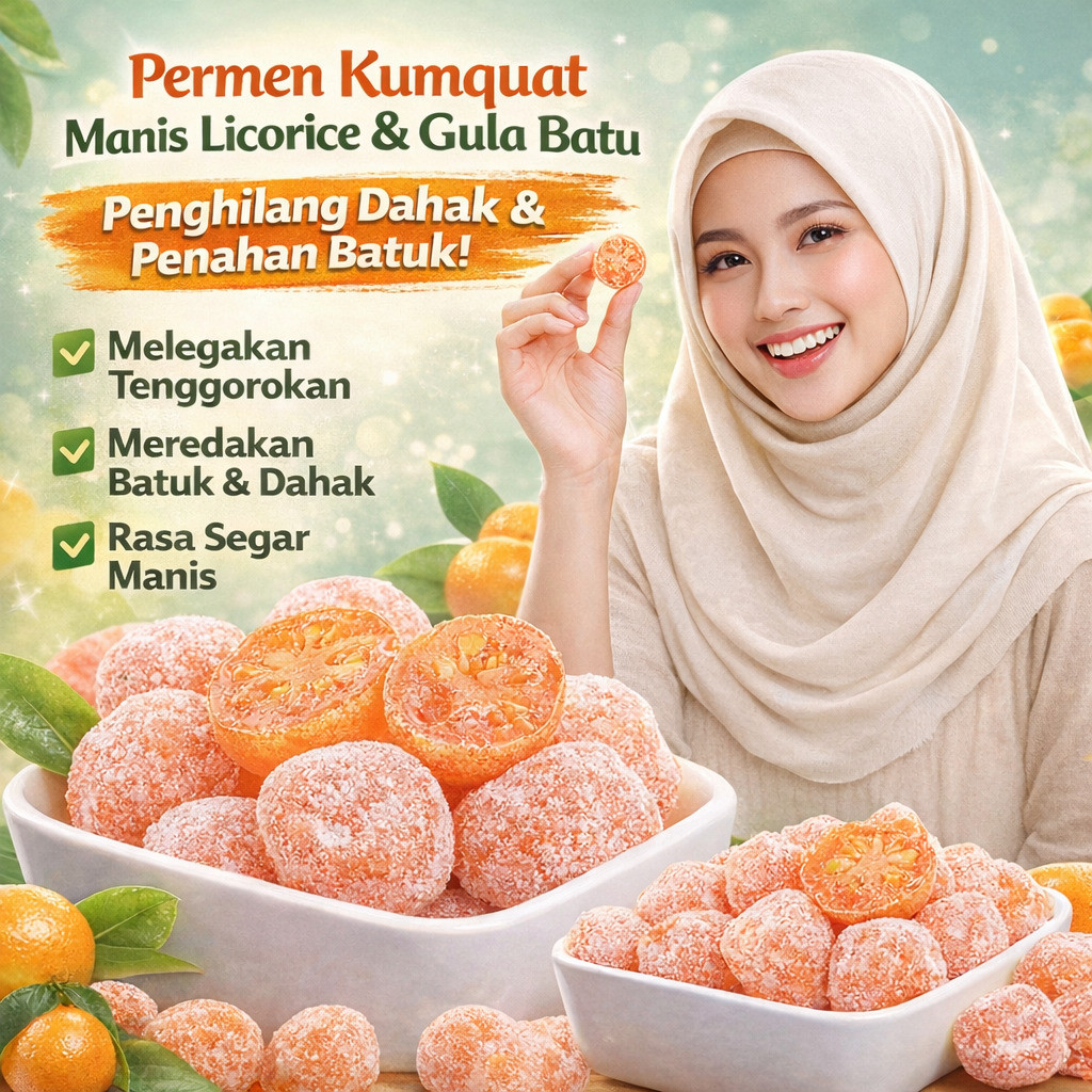 [Redakan Batuk & Lendir] Permen Kumquat Kering Licorice Gula Batu / Kumquat Kering Alami / Obat Batu