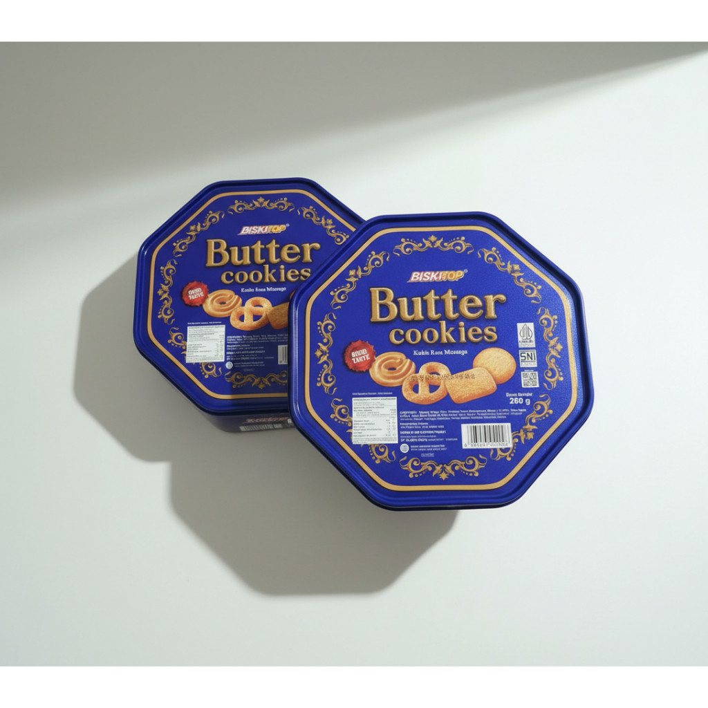 Biskitop Butter Cookies 260gr / Biskitop Butter Cookies 260gr / Box Plastik Hexagonal