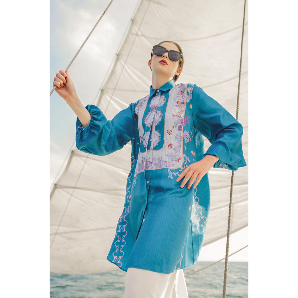 Benang Jarum Aquarielle Puffy Tunic - Ocean