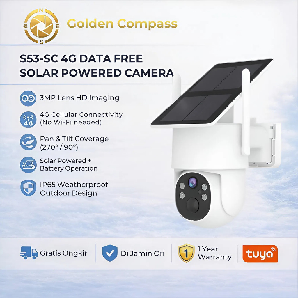 Eyesec S53-SC CCTV 4G Tenaga Surya Kuota Gratis 1 Tahun