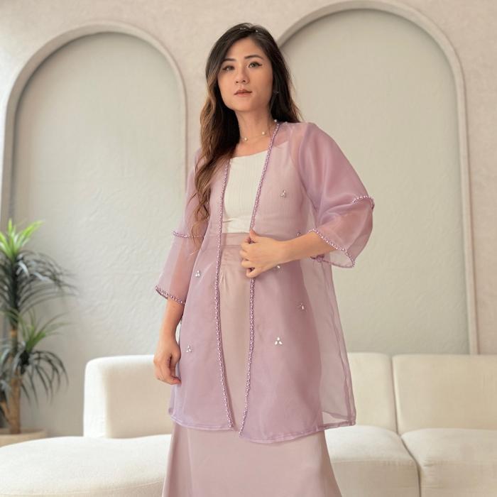 Uni Outer - Organza Outer Payet Lengan Panjang Wanita - Brown