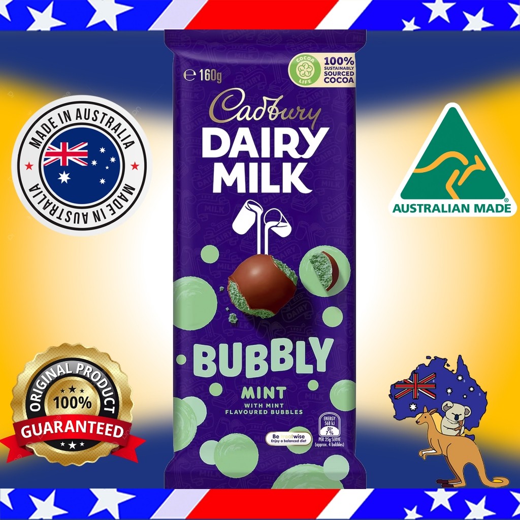 Cadburry Bubbly Mint Coklat Australia Orginal Asli Impor Australia