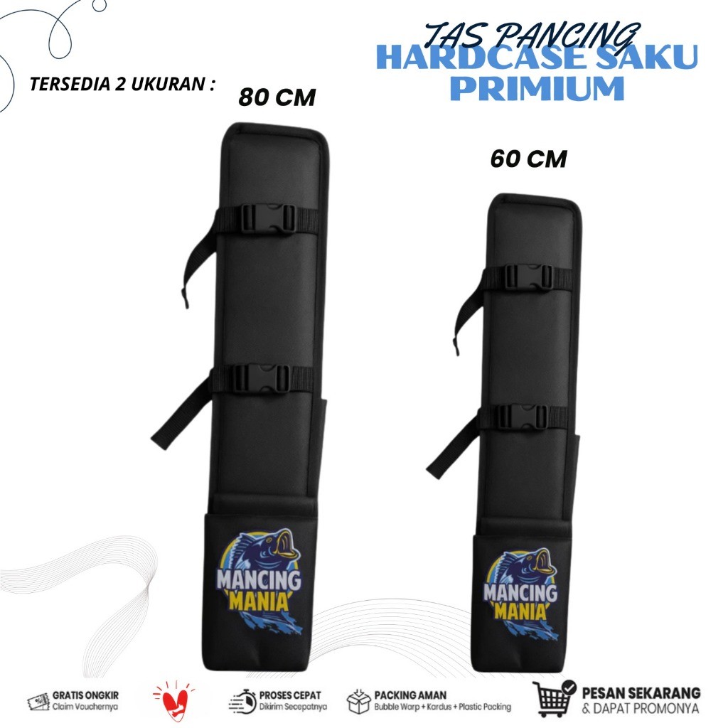Tas Mancing Waterproof Bahan Tebal – Ransel Gendong 60cm - 80cm untuk Joran & Alat Pancing