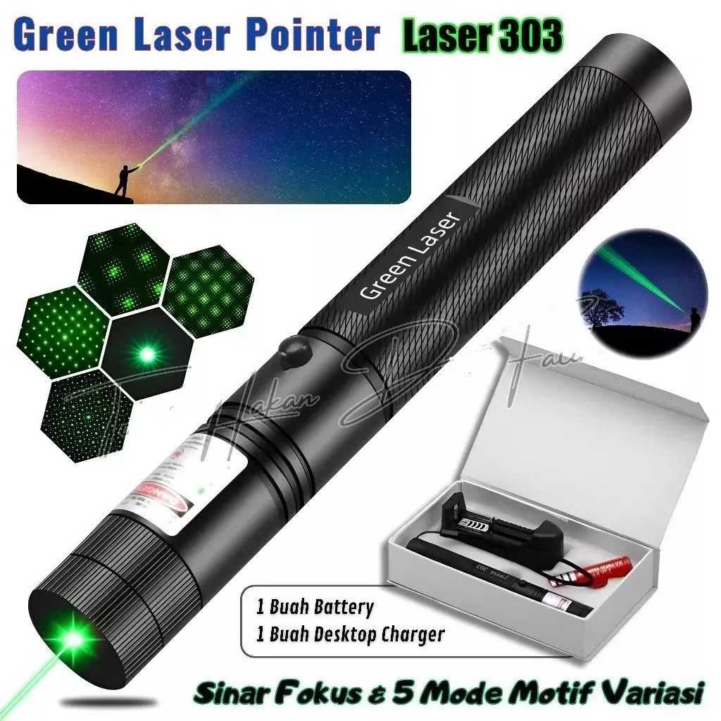 Laser Penunjuk Pointer Hijau 303 Jarak Jauh Green Laser Pointer 303A