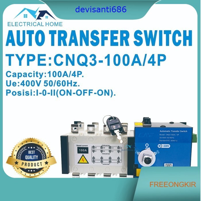 Auto Transfer Switch ATS 4P 100A/Motorized Ohm Saklar 100A