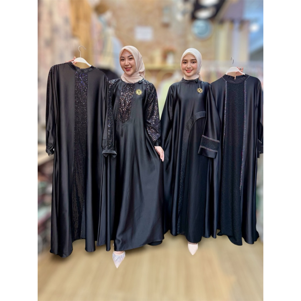 DRES GAMIS HITAM TERBARU CANTIK MEWAH DAN KEKINIAN ELEGAN STORE