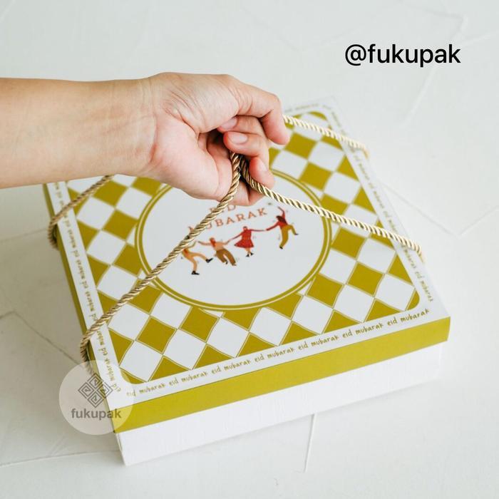 (10pcs) Fukupak Box Idul Fitri 22x22 dus kue lebaran cake pudding roti kuker - 22x22xT5
