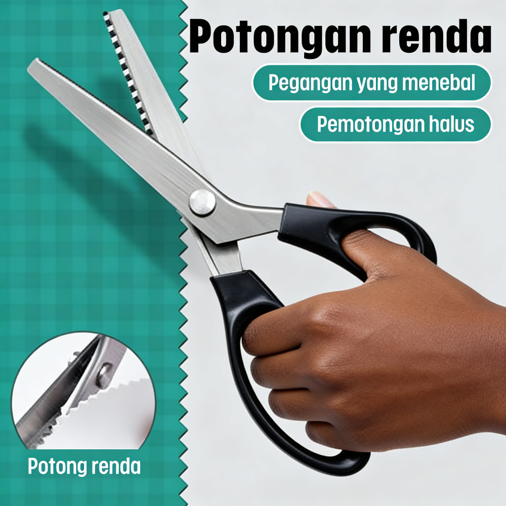 renda tahan gunting penjahit kain kain kain gunting gunting gigi baja gigi DIY segitiga gunting gunt