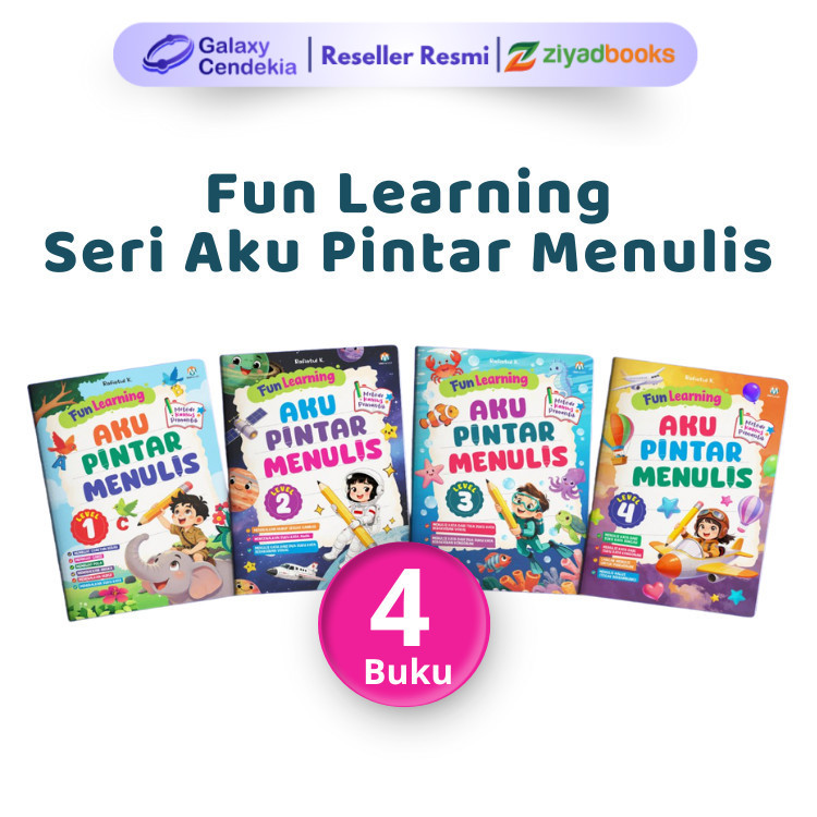 Ziyadbooks Buku Belajar Menulis Anak TK Paket 4 Buku Latihan Menulis Anak Metode Pemantik Buku Memba