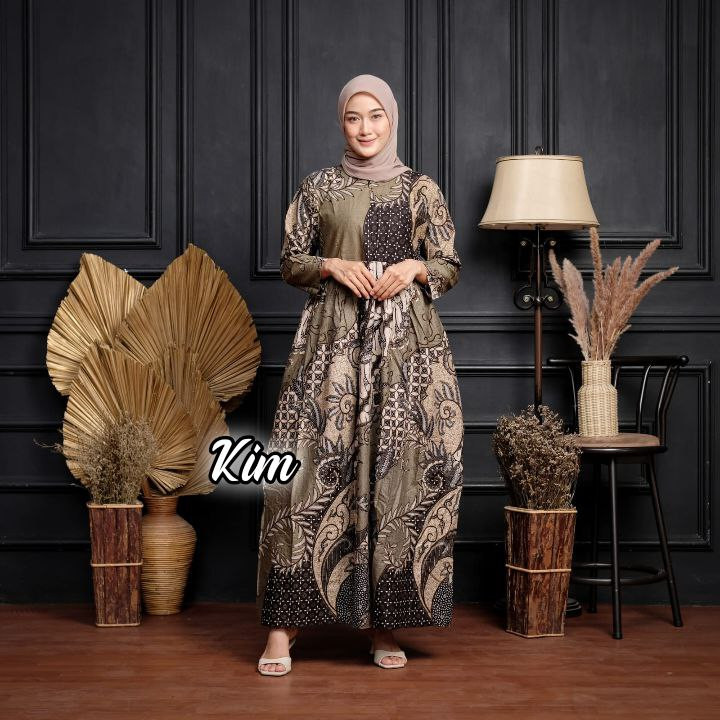 2.2 Rizky_collection2 - Baju Gamis Batik Wanita perampuan Modern Syar'i Terbaru Kekinian
