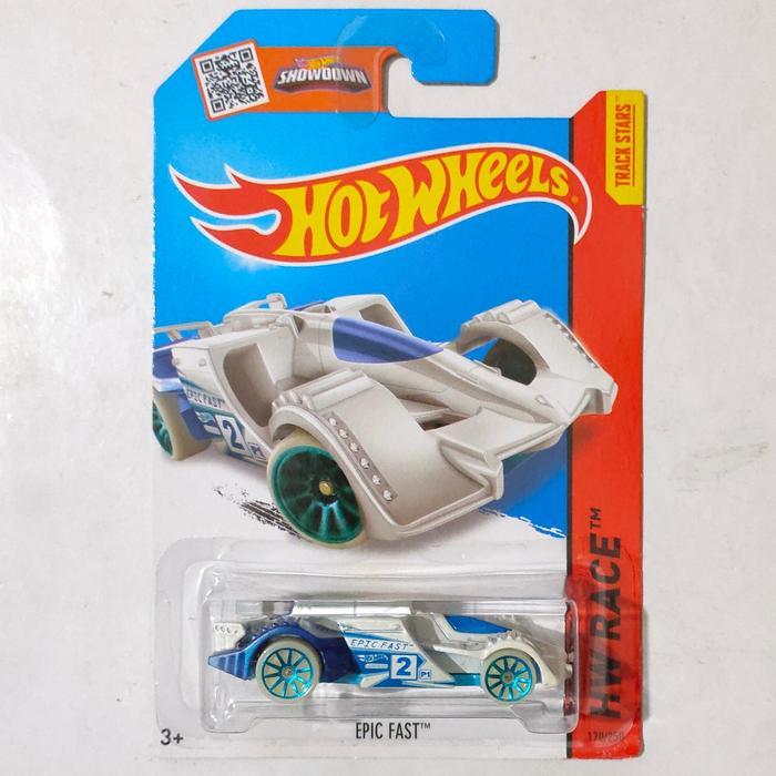 Mainan Hot Wheels Epic Fast pearl white roda Glow in the Dark 2014 HW Race