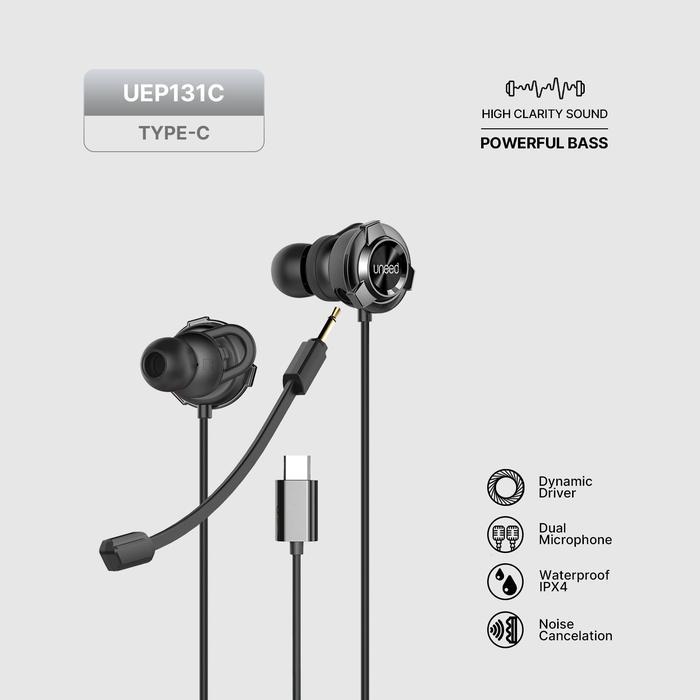 UNEED In-Ear Gaming Earphone with Dual Microphone Wired - UEP131N Bass Earphones Headset  Handsfree 