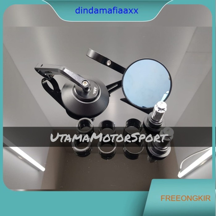 Spion Jalu / Bar End / Stang Bulat model CLASSIC Blue Mirror Anti Silau BLACK DIAMOND Original