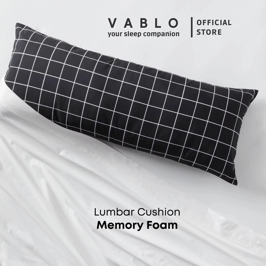 PROMO Vablo bantal lumbar cushion memory foam micro - motif hitam - premium cushion pillow