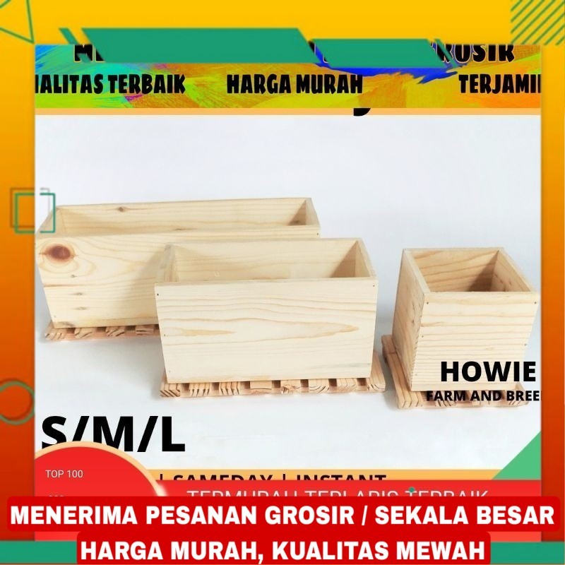 Kotak Kayu Alas Tatakan Kayu Pot Panjang Kaktus Sukulen