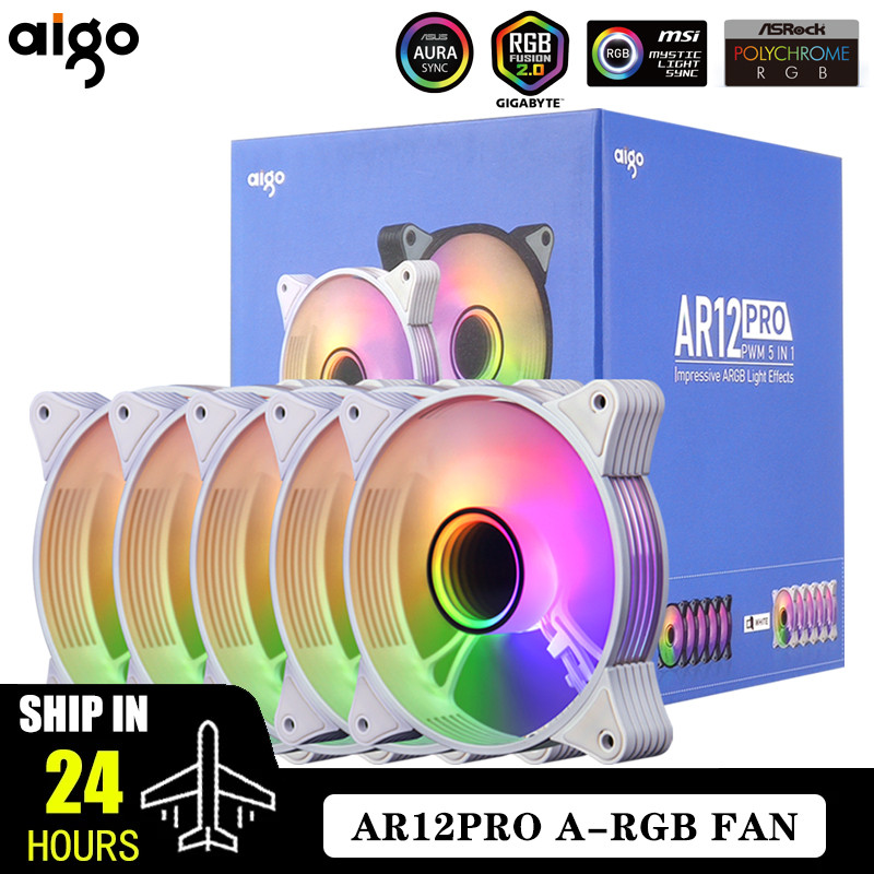 Aigo AR12PRO Computer Case Fan Ventoinha PC 120mm RGB Fan 4pin PWM CPU Cooling Fan 3pin5v Unlimited 