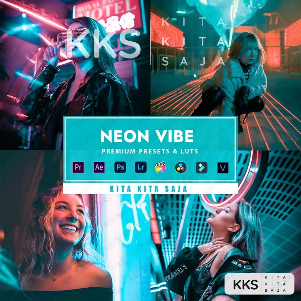 Neon Vibe - Premium Preset Lightroom Foto dan Video LUT LUTs VN Android IOS & PC Premiere Pro Davinc