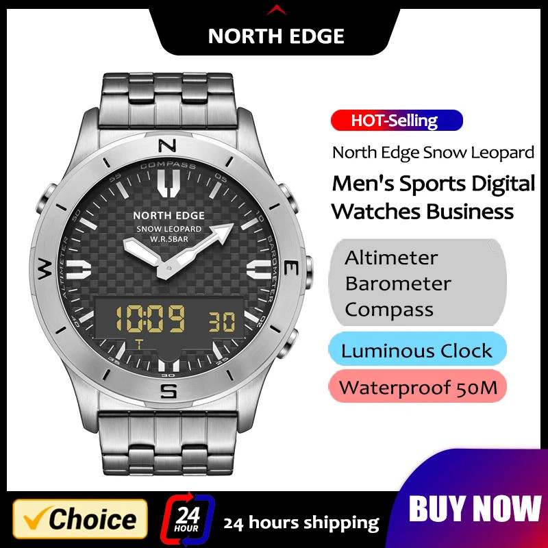 NORTH EDGE Sports Digital Watch Waterproof 50M Altimeter Barometer Compass Business Luxury Watch Out