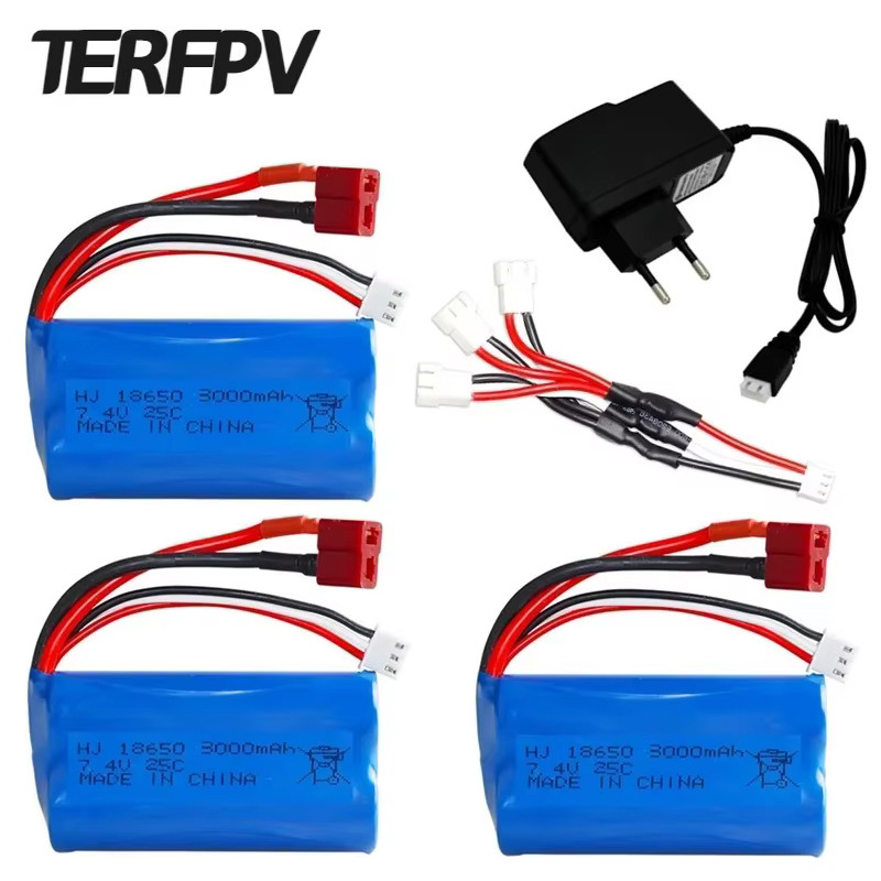 7.4V 3000mAh 18650 Li-ion Battery for Wltoys 10428 12428 12423 RC Car Parts 2S 7.4V Battery For Wlto